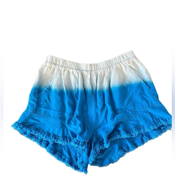 Bungee blue tye dyed linen blend shorts size S - Picture 2 of 4